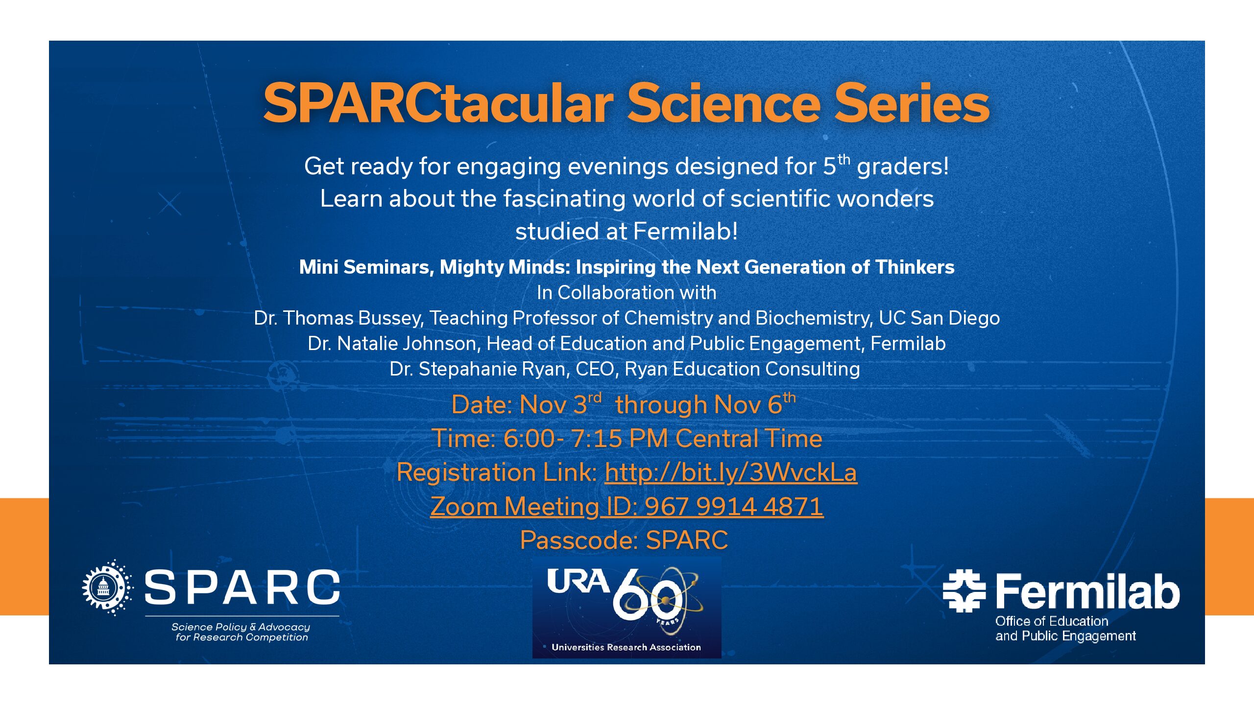 SPARCtacular Science Series: Mini Seminars for Mighty Minds on Fermilab Research